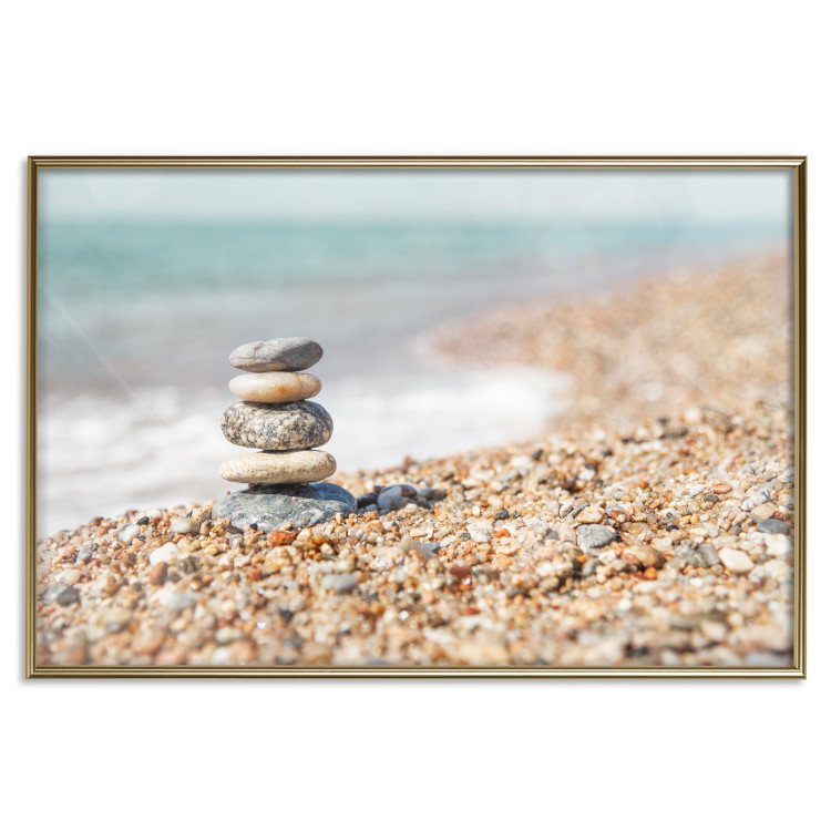 Poster Summer Moment - beach landscape with stones against the sea and clear sky 129845 additionalImage 21