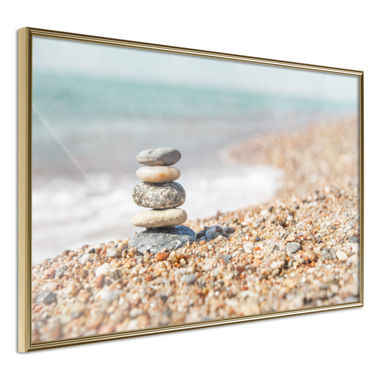 Poster Summer Moment - beach landscape with stones against the sea and clear sky 129845 additionalImage 12