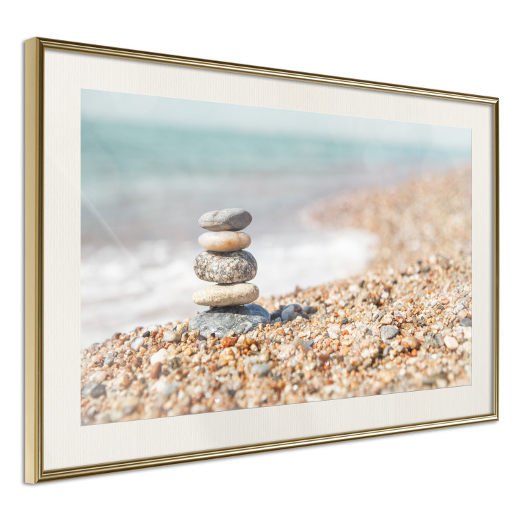 Poster Summer Moment - beach landscape with stones against the sea and clear sky 129845 additionalImage 3