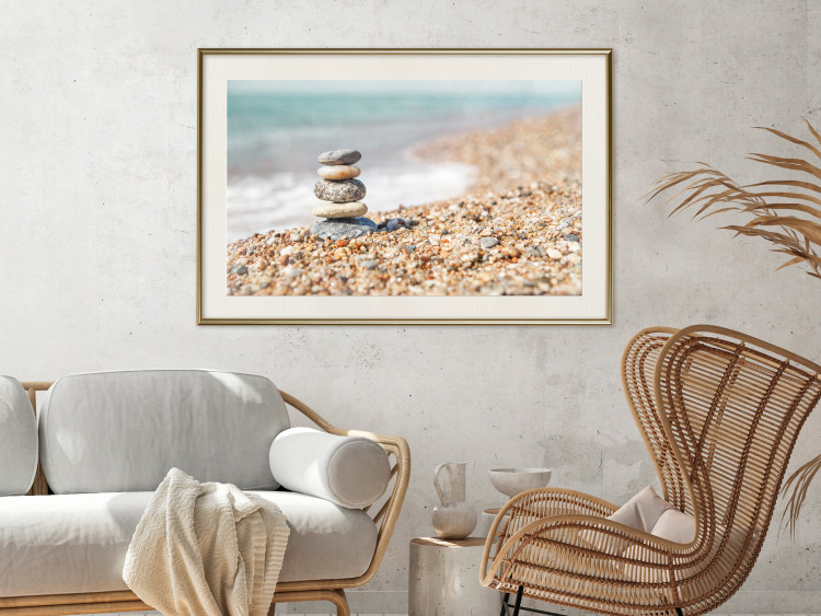 Poster Summer Moment - beach landscape with stones against the sea and clear sky 129845 additionalImage 22