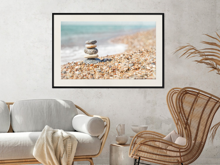 Poster Summer Moment - beach landscape with stones against the sea and clear sky 129845 additionalImage 24