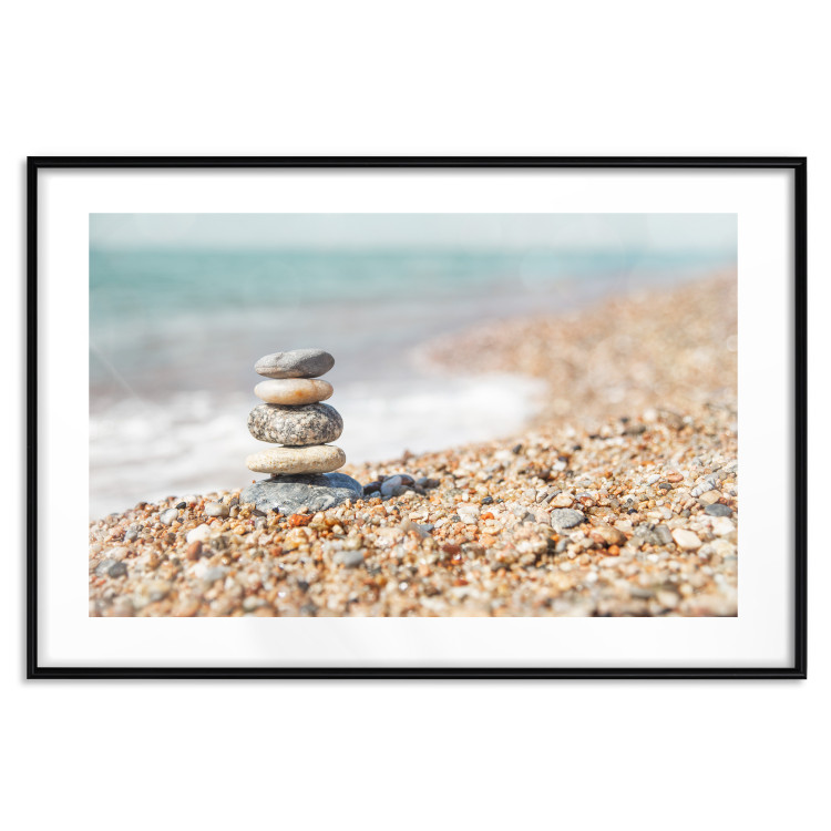 Poster Summer Moment - beach landscape with stones against the sea and clear sky 129845 additionalImage 17