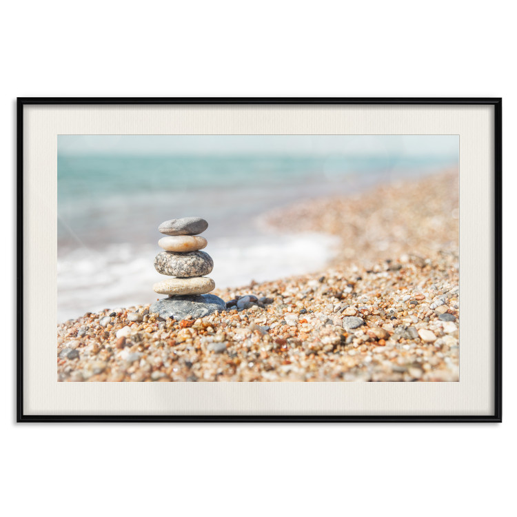 Poster Summer Moment - beach landscape with stones against the sea and clear sky 129845 additionalImage 19