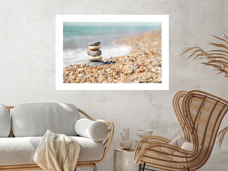 Poster Summer Moment - beach landscape with stones against the sea and clear sky 129845 additionalImage 5