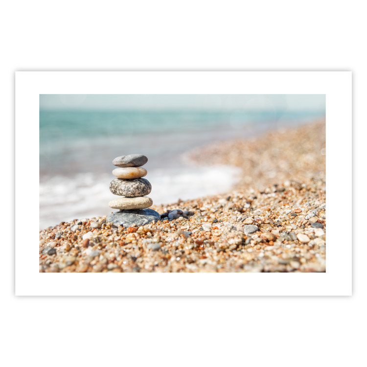 Poster Summer Moment - beach landscape with stones against the sea and clear sky 129845 additionalImage 19