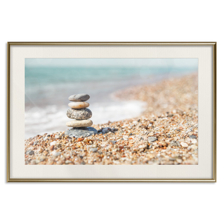 Poster Summer Moment - beach landscape with stones against the sea and clear sky 129845 additionalImage 20