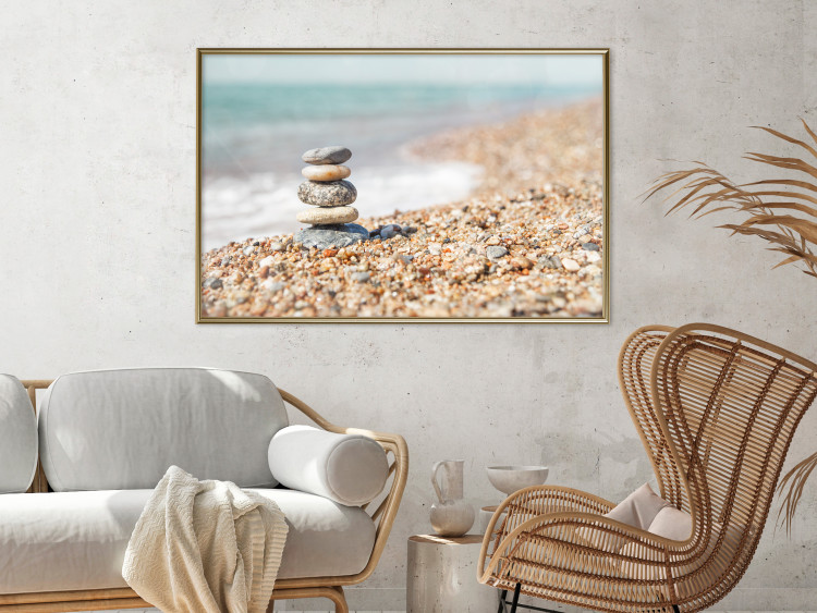 Poster Summer Moment - beach landscape with stones against the sea and clear sky 129845 additionalImage 5