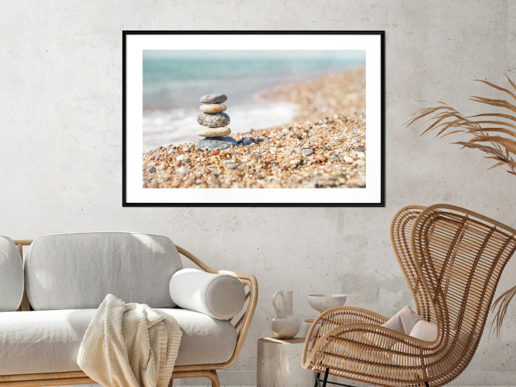 Poster Summer Moment - beach landscape with stones against the sea and clear sky 129845 additionalImage 23