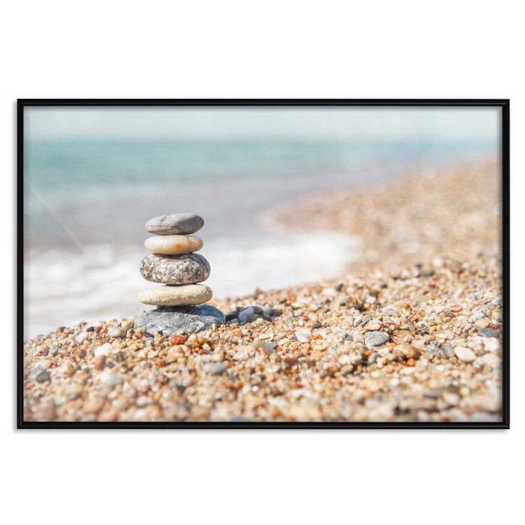 Poster Summer Moment - beach landscape with stones against the sea and clear sky 129845 additionalImage 16