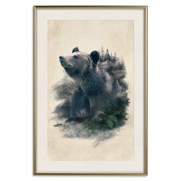 Wall Poster Bear Valley - whimsical animal among plants on a beige background 130445 additionalImage 20