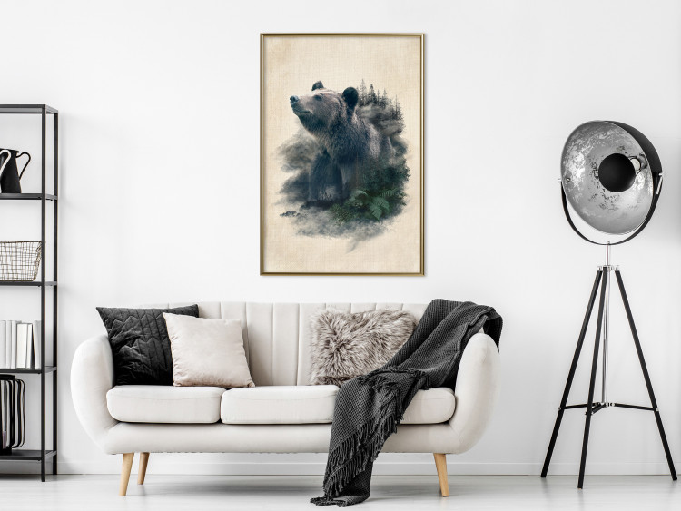 Wall Poster Bear Valley - whimsical animal among plants on a beige background 130445 additionalImage 7