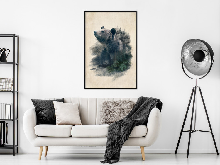 Wall Poster Bear Valley - whimsical animal among plants on a beige background 130445 additionalImage 6
