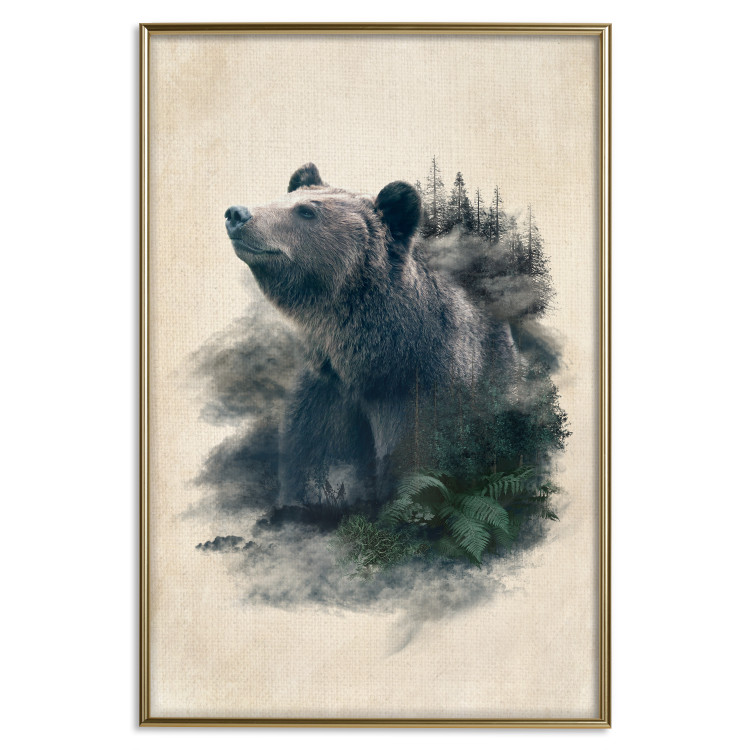 Wall Poster Bear Valley - whimsical animal among plants on a beige background 130445 additionalImage 17