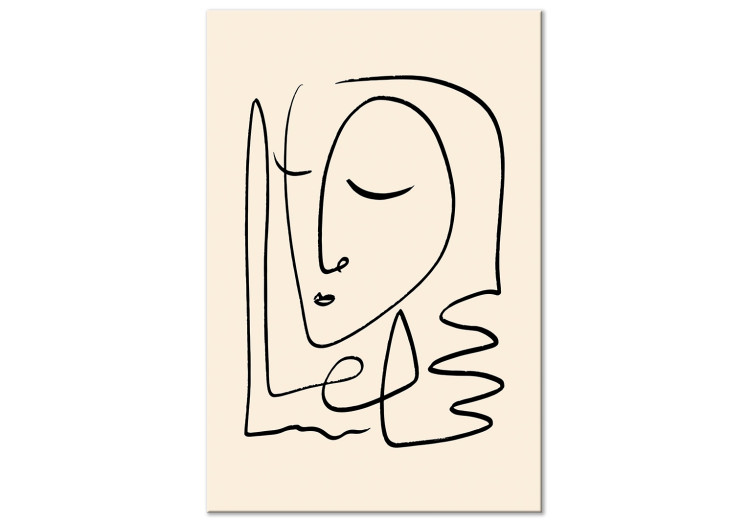 Canvas Lightness of Memories (1-piece) Vertical - face line art in boho style 130845