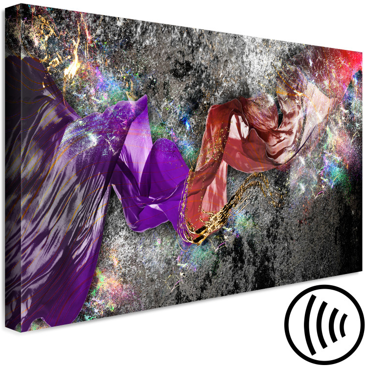Canvas Print Connected fabrics - a colourful abstraction with two scarves 131645 additionalImage 6