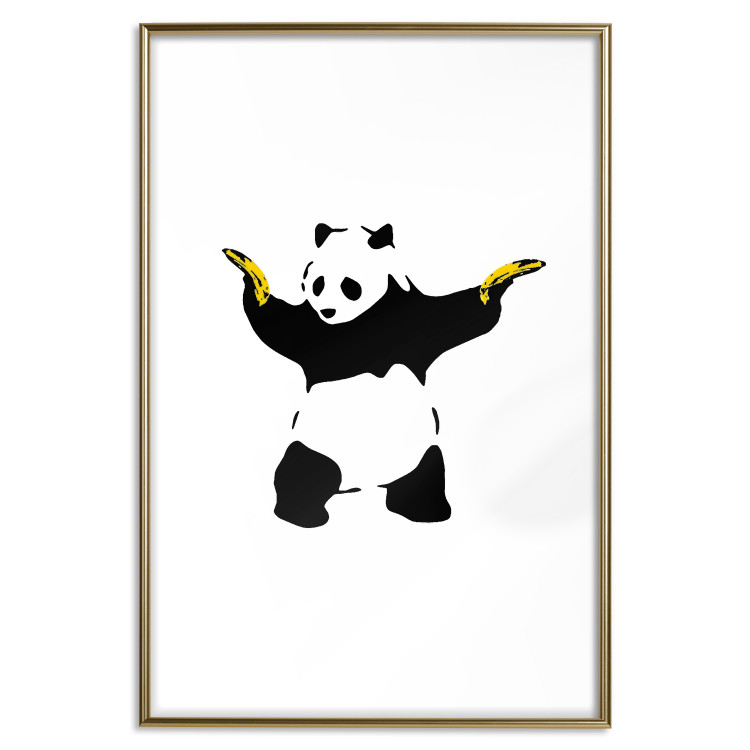 Wall Poster Panda with Guns - black and white animal holding bananas on a white background 132445 additionalImage 14