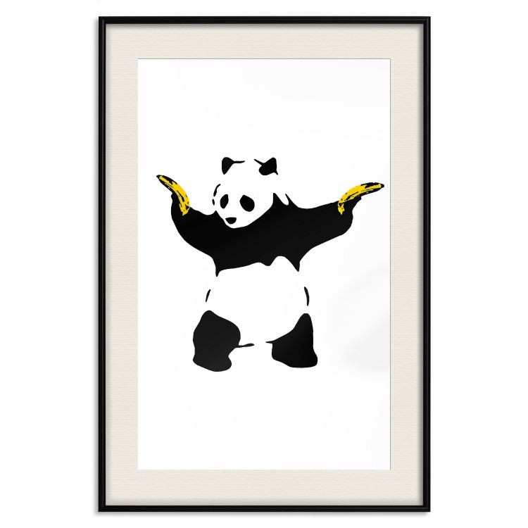 Wall Poster Panda with Guns - black and white animal holding bananas on a white background 132445 additionalImage 18
