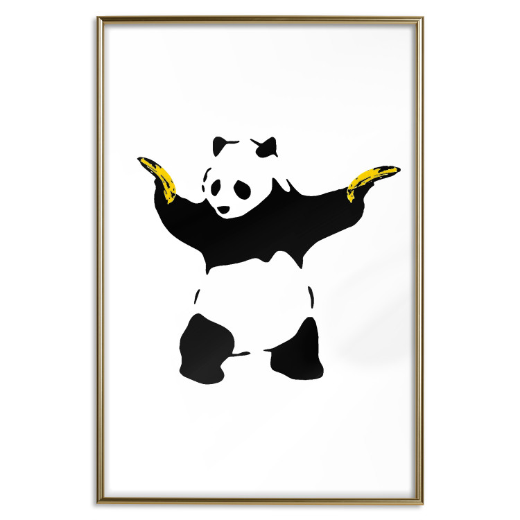Wall Poster Panda with Guns - black and white animal holding bananas on a white background 132445 additionalImage 20