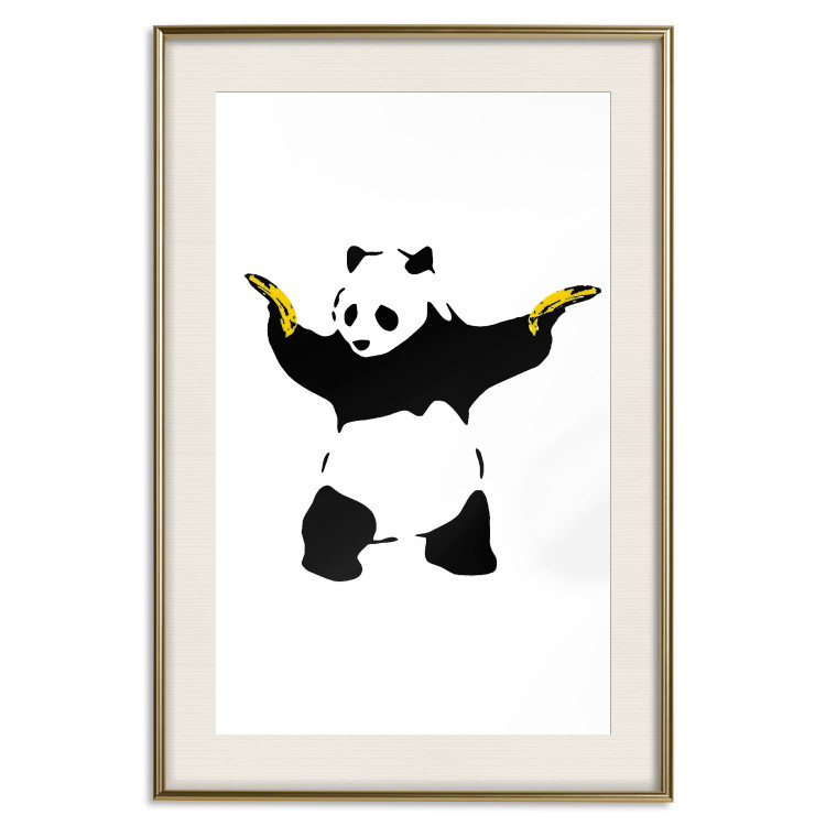Wall Poster Panda with Guns - black and white animal holding bananas on a white background 132445 additionalImage 19