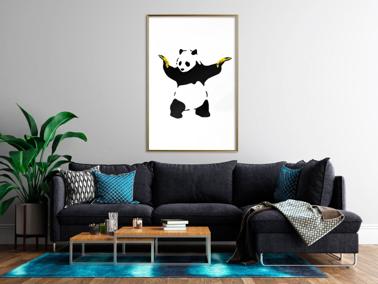 Wall Poster Panda with Guns - black and white animal holding bananas on a white background 132445 additionalImage 9