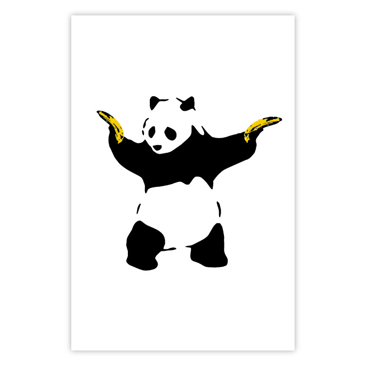 Wall Poster Panda with Guns - black and white animal holding bananas on a white background 132445