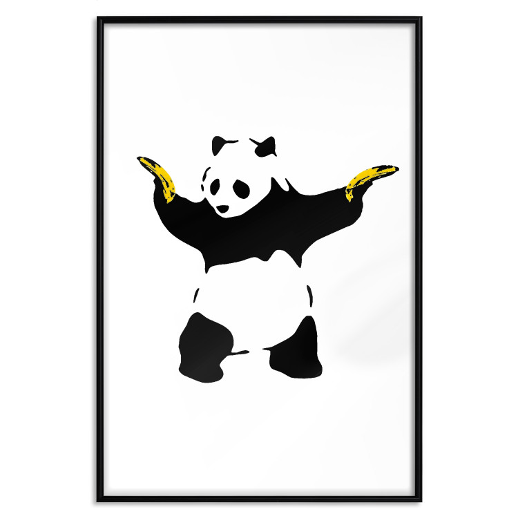 Wall Poster Panda with Guns - black and white animal holding bananas on a white background 132445 additionalImage 24