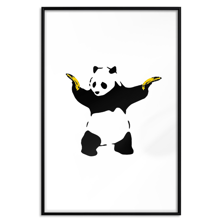 Wall Poster Panda with Guns - black and white animal holding bananas on a white background 132445 additionalImage 15