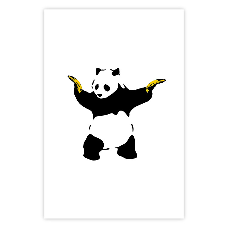 Wall Poster Panda with Guns - black and white animal holding bananas on a white background 132445 additionalImage 19