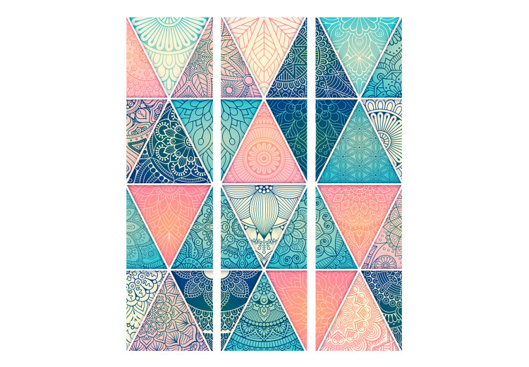 Room Separator Oriental Triangles (3-piece) - colorful geometric Mandalas 132945 additionalImage 3