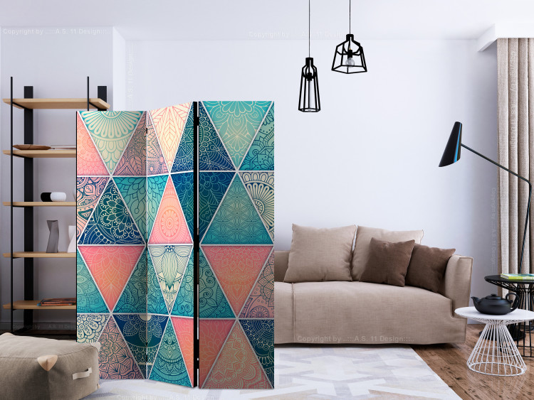 Room Separator Oriental Triangles (3-piece) - colorful geometric Mandalas 132945 additionalImage 4