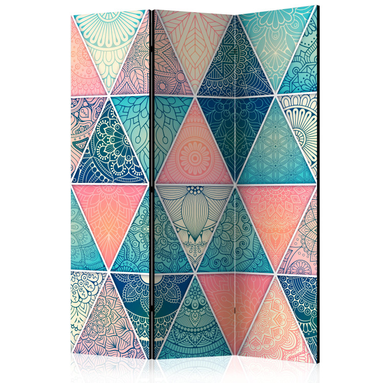 Room Separator Oriental Triangles (3-piece) - colorful geometric Mandalas 132945