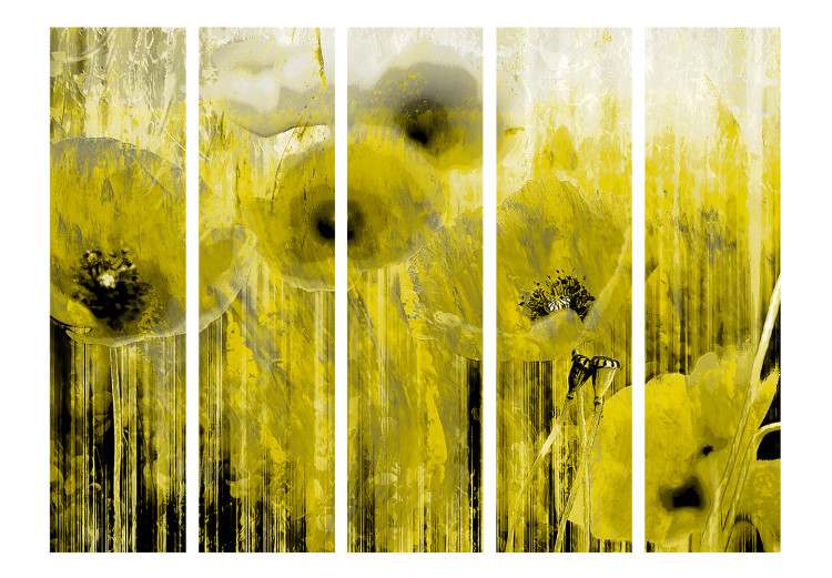 Folding Screen Yellow Frenzy II - artistic abstraction of yellow flowers in a meadow 133745 additionalImage 3