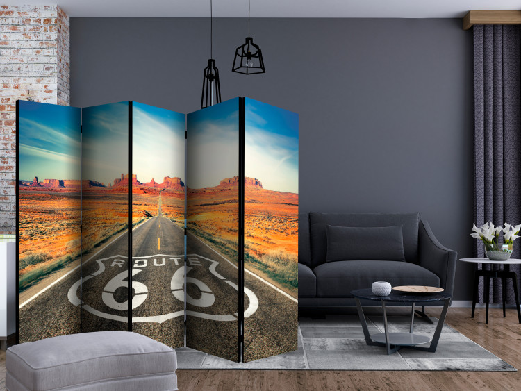 Room Separator Route 66 II (5-piece) - landscape of an asphalt road against the desert 134145 additionalImage 4