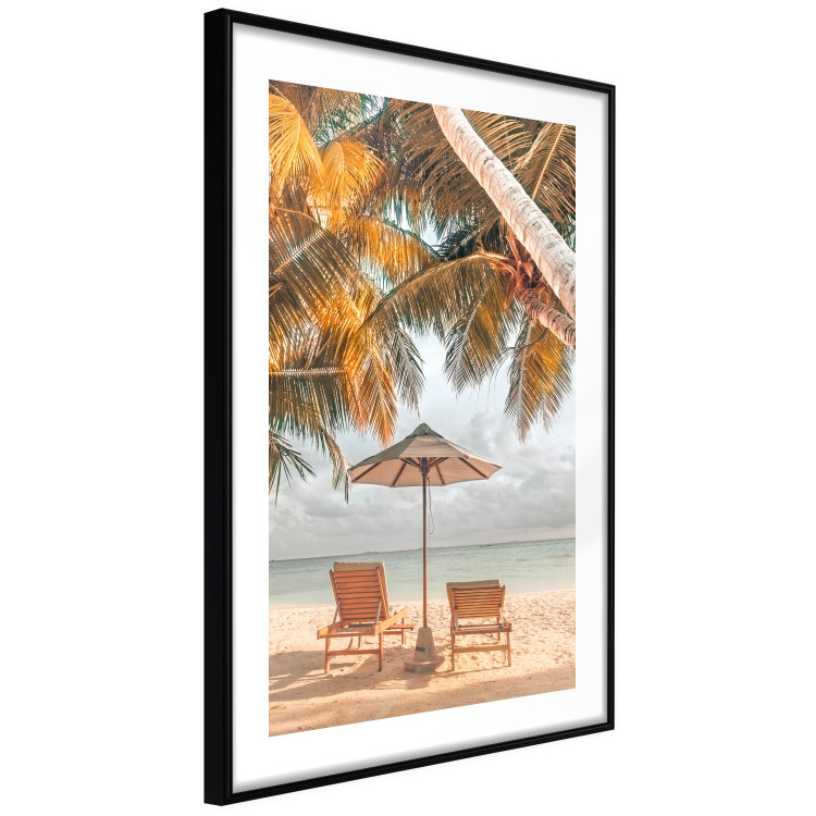 Poster Palm Umbrella - tropical beach landscape with sunbeds against the sea 136045 additionalImage 7
