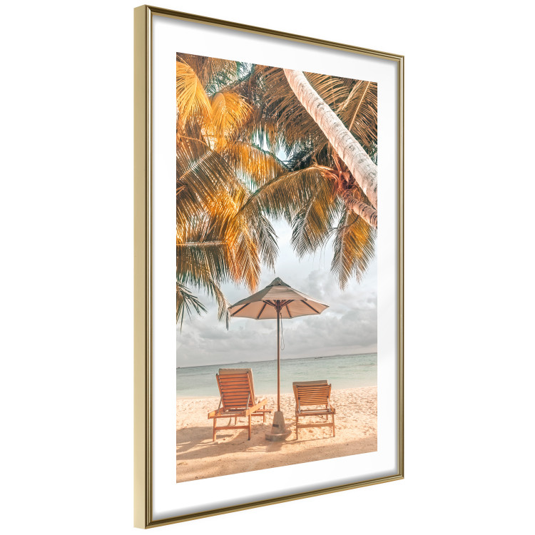 Poster Palm Umbrella - tropical beach landscape with sunbeds against the sea 136045 additionalImage 8