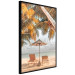 Poster Palm Umbrella - tropical beach landscape with sunbeds against the sea 136045 additionalThumb 2