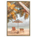 Poster Palm Umbrella - tropical beach landscape with sunbeds against the sea 136045 additionalThumb 9