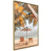 Poster Palm Umbrella - tropical beach landscape with sunbeds against the sea 136045 additionalThumb 3