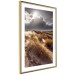 Wall Poster Trembling Whispers - sunlit meadow landscape against dense clouds 138045 additionalThumb 2