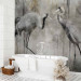 Photo Wallpaper Spring Love Birds - Crane Theme in Shades of Gray 138845 additionalThumb 8