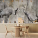 Photo Wallpaper Spring Love Birds - Crane Theme in Shades of Gray 138845 additionalThumb 6