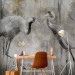 Photo Wallpaper Spring Love Birds - Crane Theme in Shades of Gray 138845 additionalThumb 4
