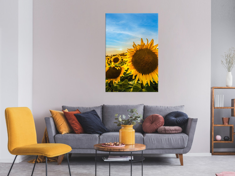 Canvas Flowers of Peace (1-piece) Vertical - sunflowers in a vast field 142445 additionalImage 3