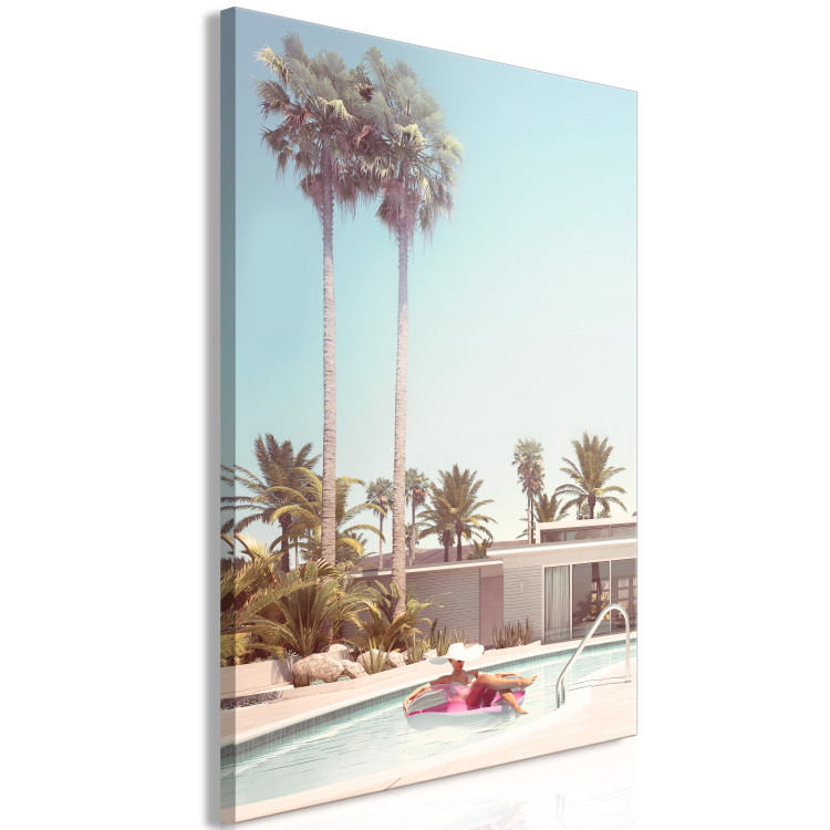 Canvas Art Print Palm Trees - Holiday Relaxation at the Swimming Pool Surrounded by Sunny Nature 144345 additionalImage 2