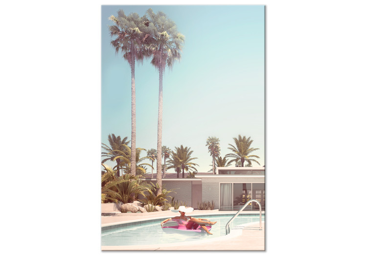 Canvas Art Print Palm Trees - Holiday Relaxation at the Swimming Pool Surrounded by Sunny Nature 144345