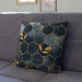 Decorative Microfiber Pillow Geometry and leaves - composition in shades of blue and gold cushions 146945 additionalThumb 5