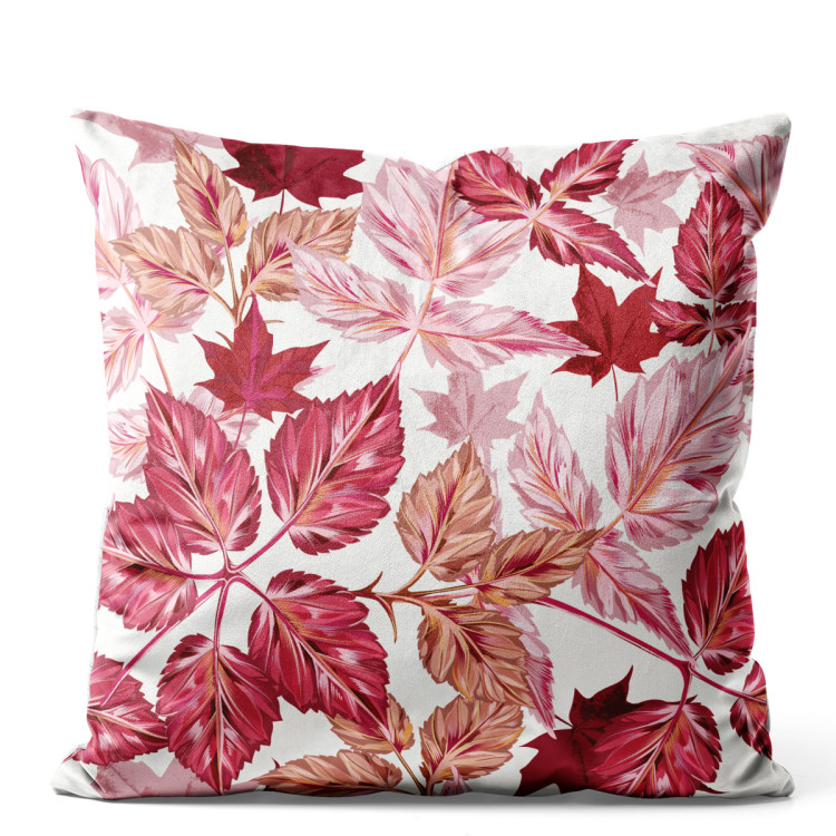 Decorative Velor Pillow Autumn leaves - composition of red maple leaves on a white background 147145