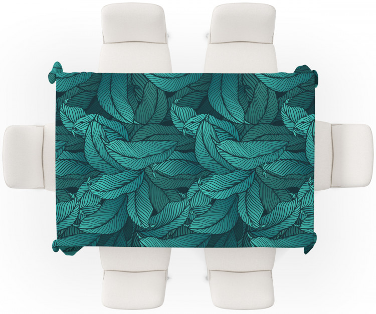 Tablecloth Leafy thickets - a graphic floral pattern in shades of sea green 147245 additionalImage 2