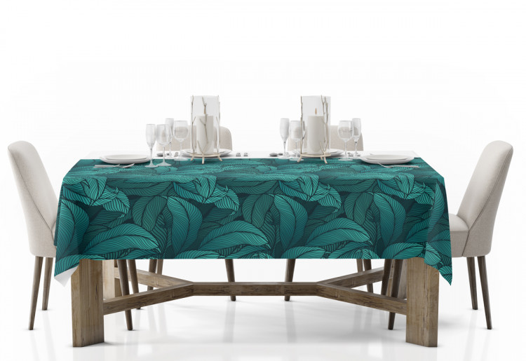 Tablecloth Leafy thickets - a graphic floral pattern in shades of sea green 147245 additionalImage 4