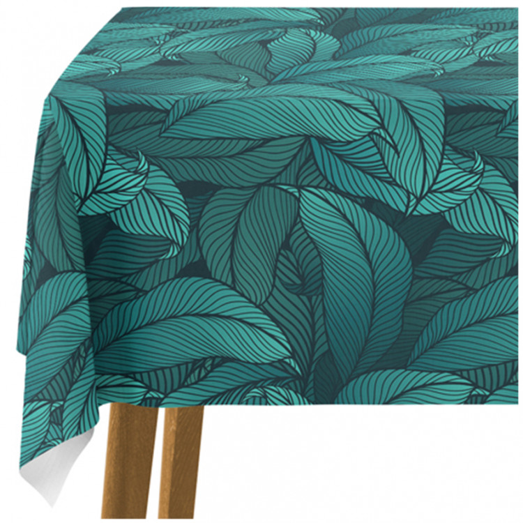Tablecloth Leafy thickets - a graphic floral pattern in shades of sea green 147245